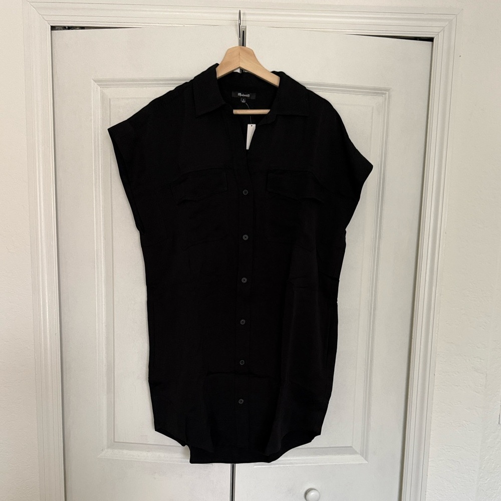 NWT Madewell Utility Botton Front Mini Dress in Black